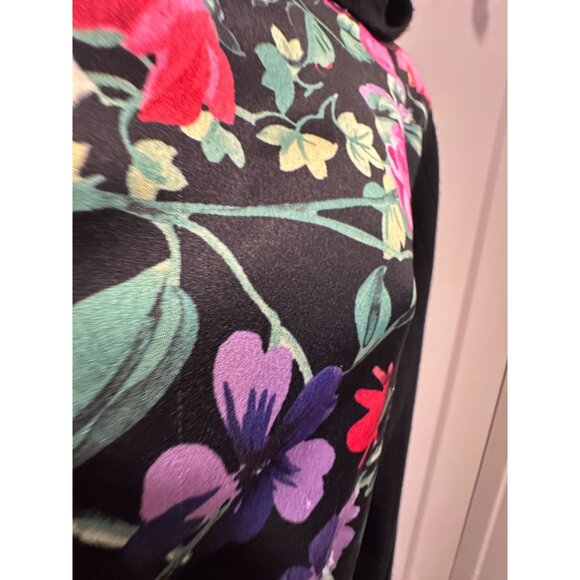 SIONI Black Floral Hooded Zip-up Jacket Soft Cozy 52% Viscose Sz L NWT - Picture 6 of 8